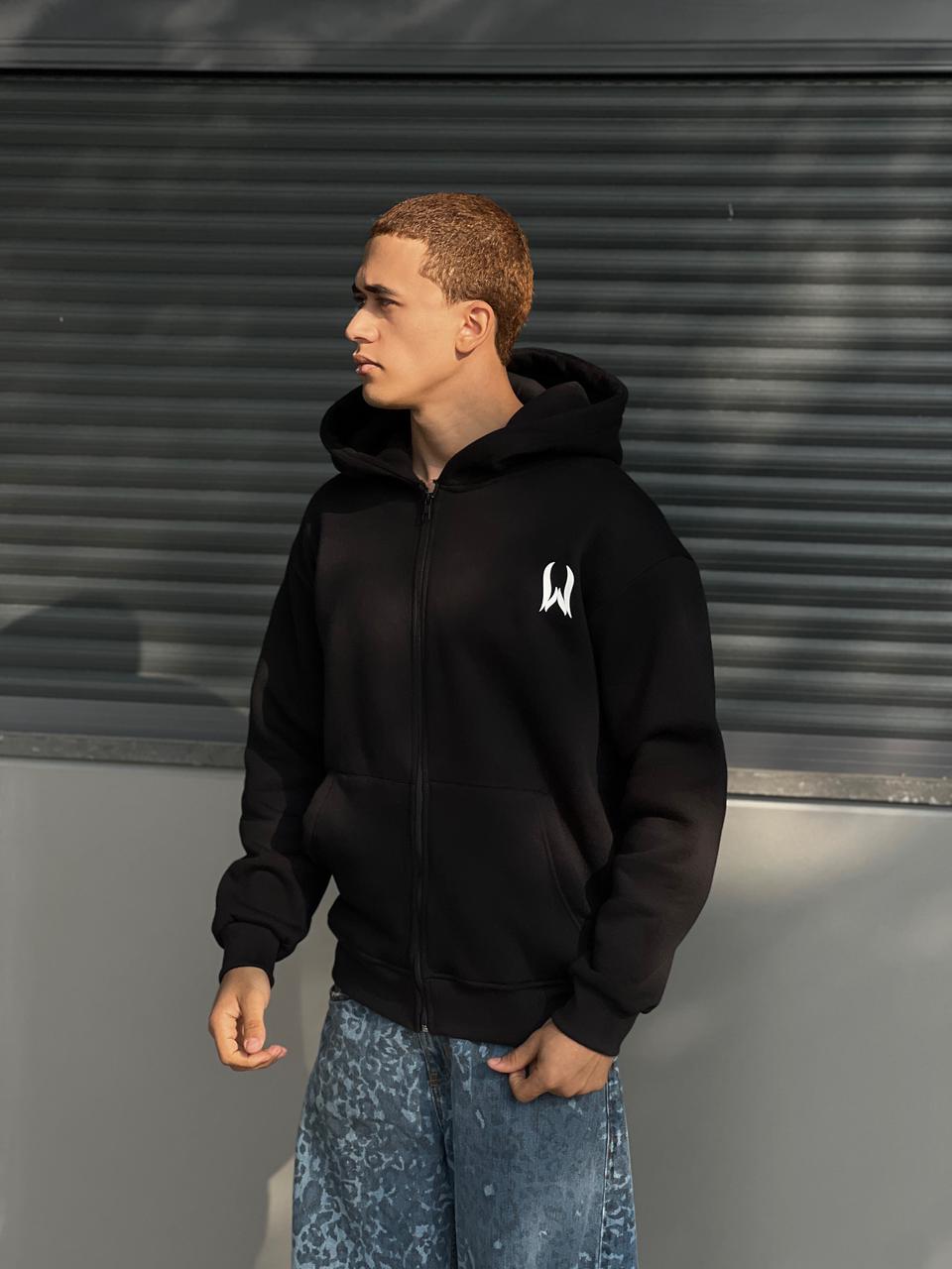 black zipper hoodie