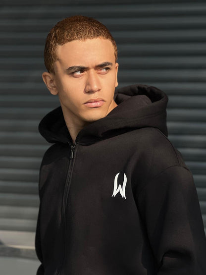 black zipper hoodie