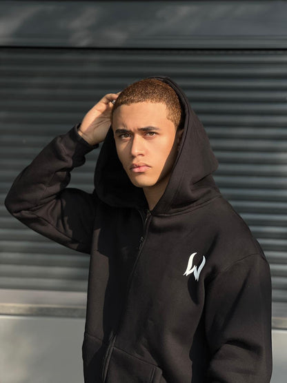black zipper hoodie