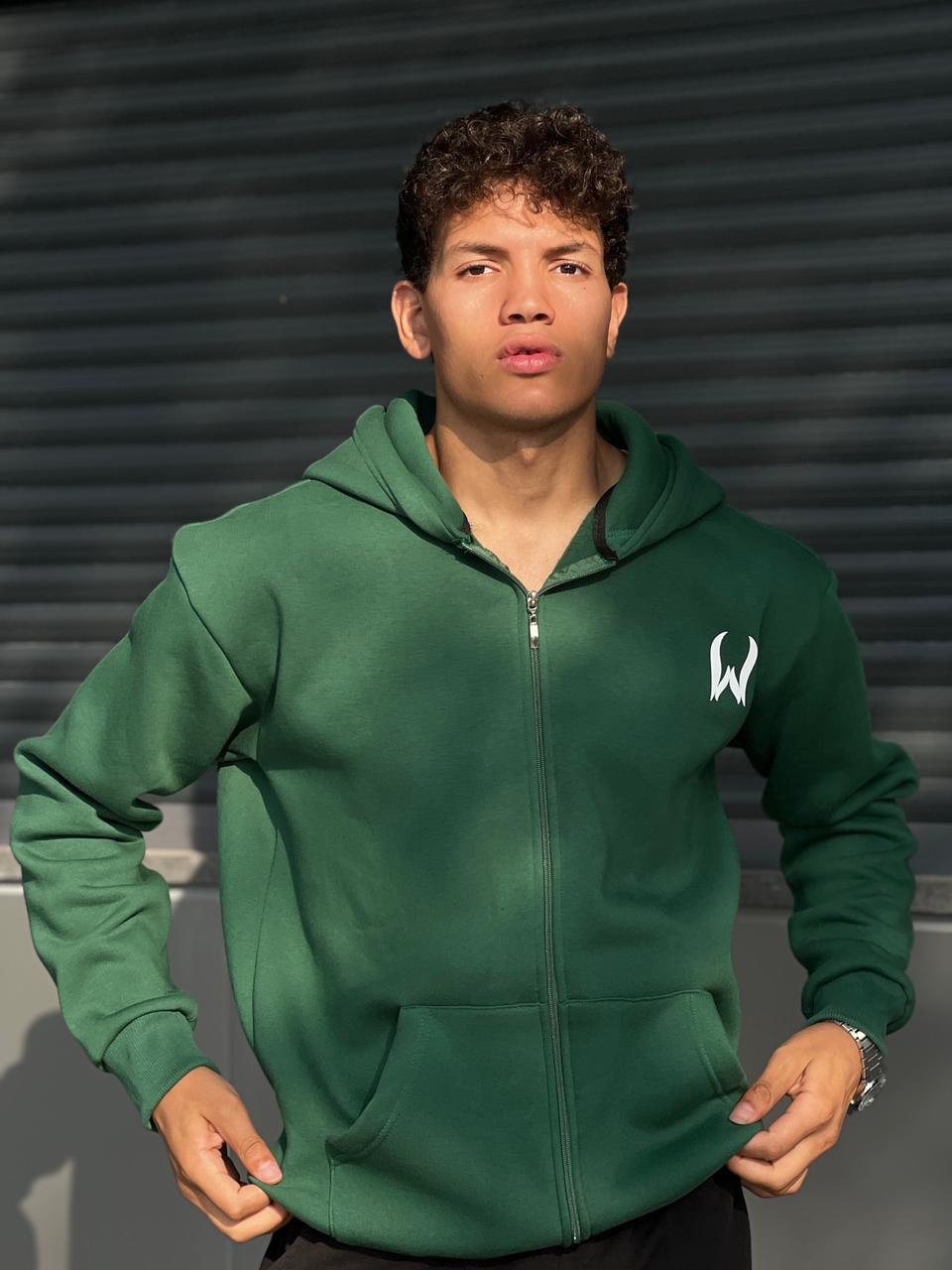 olive zipper hoodie