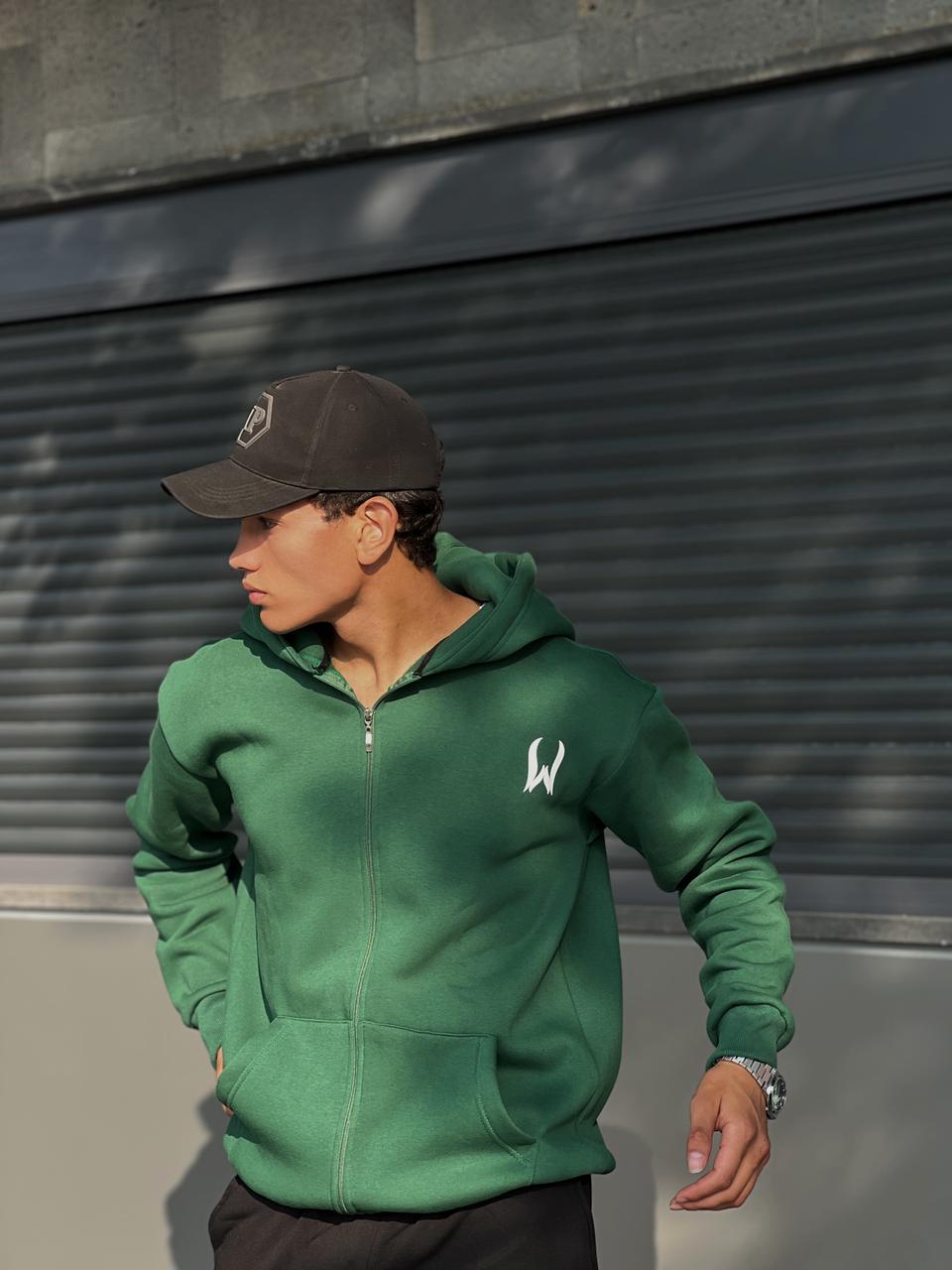 olive zipper hoodie